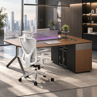Poste de travail commercial pour 2 personnes, bureau en bois avec cloison en acrylique, armoire de rangement, mobilier de bureau en gros