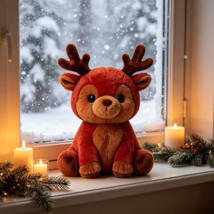 Renna Luminosa di Natale, Peluche Super Morbido, Classico Colore Marrone Caramello, <span class=keywords><strong>Corna</strong></span> e Naso Luminosi, Decorazione Festiva, Confezione Regalo - Product Image 4
