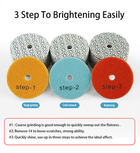 כלי שוחקים יהלום 3 שלבים משוחק יד רפידות ליטוש רטובות לקרמיקה שיש גרניט עם ציפוי יהלום - Product Image 5