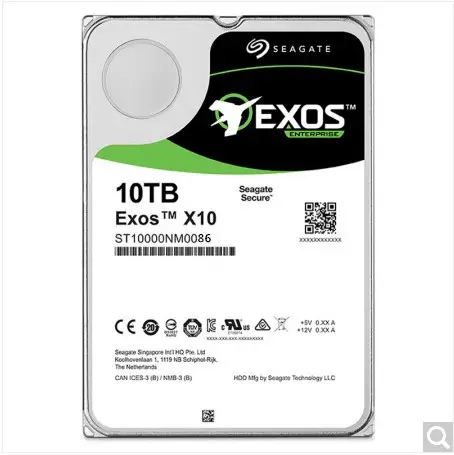 Жесткий диск Seagate Exos X10, внутренний жесткий диск 10 ТБ, 3,5 дюйма, SATA 6 ГБ/сек., 256 Мб, 7200 об/мин, ST10000NM0086