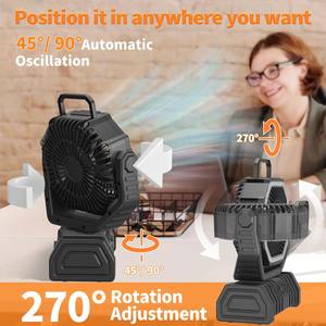 Ventilador de Camping con Luz LED y Batería de Alta Capacidad de 20000 mAh, Circulador de Aire Inalámbrico Portátil para Exteriores con Gancho - Product Image 6