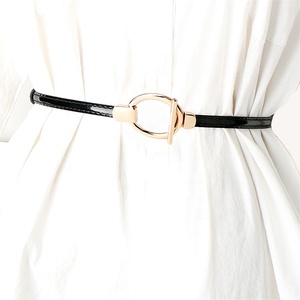Women's Versatile Thin PU Leather Waist Belt Small Adjustable Dress Belt with Alloy Buckle <strong>Fashion</strong> <strong>Accessory</strong> - Product Image 1