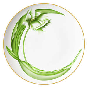 Vente en gros d'assiettes à dîner en céramique à motif <span class=keywords><strong>de</strong></span> fleurs <span class=keywords><strong>de</strong></span> <span class=keywords><strong>pois</strong></span> verts, vaisselle <span class=keywords><strong>de</strong></span> mariage design rond pour fête, caractéristique durable - Product Image 5