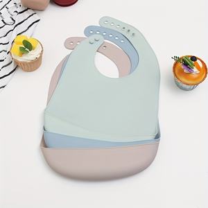 2025 2-Pc Bavoirs réglables en silicone pour bébé sans BPA bavoirs imperméables doux et durables pour le sevrage en gros - Product Image 5