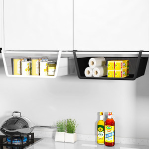 Étagère de rangement sous armoire WU, panier suspendu en maille de fer, organisateur de cuisine, sans perçage, style minimaliste, fixation murale - Product Image 2