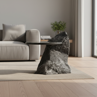 Table basse de luxe en plastique renforcé de fibre de verre avec plateau en marbre naturel, design artistique sculptural, modèle moderne pour salons