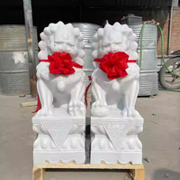 Vente Flash : Grandes Statues de Chiens Léonards en Marbre Blanc Décoratives pour Entrée de Villa Extérieure