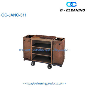 Vehículo de <span class=keywords><strong>trabajo</strong></span> de limpieza rodante de plástico comercial O-Cleaning, carro de servicio de limpieza de habitaciones de hotel, carro de almacenamiento de herramientas de empuje manual - Product Image 5