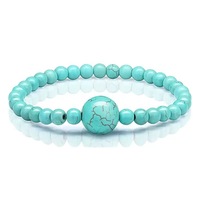 Vente en gros Haosiqi Bleu Turquoise Gemstone 4/6/8mm Bleu Perles de pierres précieuses en vrac pour la fabrication de bijoux