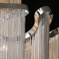 Lustre suspendu vintage en aluminium avec franges à pampilles pour hôtel, restaurant, château, villa, hall, salon, escalier