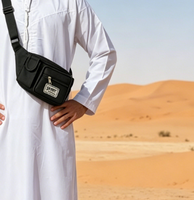 Sac banane léger en nylon Boran pour le Hajj et l'Omra avec boucle à plaque en plastique, longueur personnalisable pour hommes