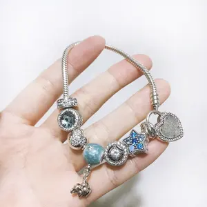 Famosa marca RunQi de momentos de cadena de juramento en forma de corazón pulsera de hebilla para la joyería de las mujeres haciendo