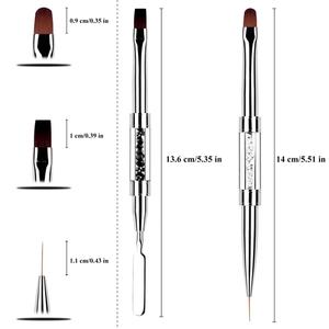 Pinceau professionnel double face en acrylique pour nail art, dessin 3D, liner, manche en métal en forme de cœur, outil de manucure, vente en gros - Product Image 2