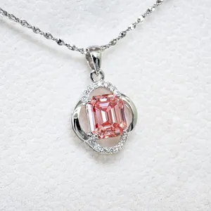 Colares de joias fashion para mulheres com diamantes de cor rosa extravagante de fábrica CVD Lab