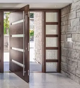 ราคาถูกประเภทบ้านโมเดิร์นไม้อัดการออกแบบห้องครัวEntranceประตูไม้