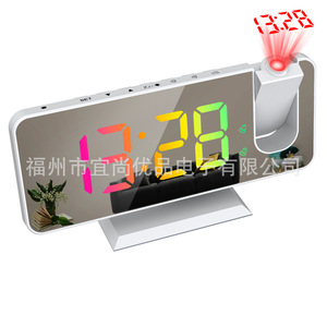<b>Led</b> Mirror Alarm <b>Clock</b> With Rgb Projection Colorful Display Electronic Desk <b>Clock</b> For Bedroom Nightstand Use - Product Image 5