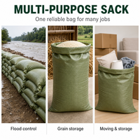 Sac tissé en polypropylène robuste à bouche ouverte pour céréales, riz, farine, engrais et déchets de construction