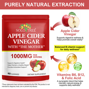 SOLOTREE Private Label Zuckerfreie glutenfreie Vitamine zur Gewichts reduktion ACV Daily Supplement Apfel essig Gummis für Frauen - Product Image 2