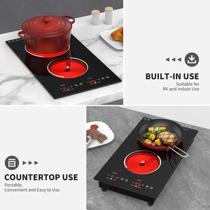 Table de cuisson électrique encastrable VBGK 12 pouces 110V 2100W 2 brûleurs, panneau <span class=keywords><strong>vitrocéramique</strong></span>, commande tactile par capteur, arrêt automatique, 9 niveaux de chauffage - Product Image 4