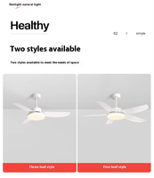 Ventilateur de plafond moderne de luxe avec lamelles droites de 44 pouces, finition bois, pour salon, avec éclairage LED intégré