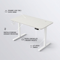 Bureau debout Moonki blanc en métal et MDF, hauteur réglable, avec crochets pour casque, support de tasse électrique, en forme de L, pour la maison