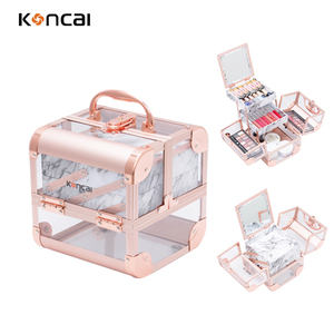 KONCAI حقيبة مكياج احترافية عالية الجودة محمولة شفافة من الأكريليك منظمة أدوات التجميل للسفر صندوق مكياج التجميل - Product Image 5