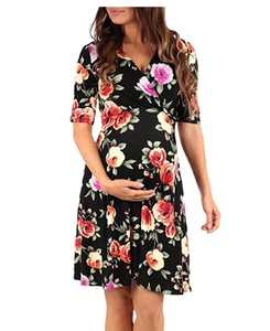 Commercio all'ingrosso di Estate del Vestito Incinta Mezza Manica Floreale Stampato Delle Donne di Modo Allentato Di Maternità Gonne A Maglia Fiori Abiti Fasciatura - Product Image 1