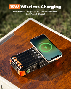 Banco de Energía Solar <span class=keywords><strong>TEMON</strong></span> de 20000mAh con Generador de Manivela, Carga Inalámbrica de 22.5W, Micro USB Tipo-C, Portátil para Exteriores - Product Image 4