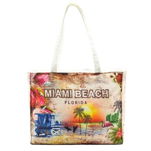 Voyage Hawaii <span class=keywords><strong>Miami</strong></span> Floride Souvenir Shopping Sac De Plage Toile Personnalisée <span class=keywords><strong>Vacances</strong></span> D'été Touristique Souvenir Plage Sac Fourre-Tout - Product Image 5