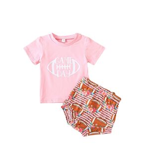 Ensembles de vêtements pour fillettes personnalisés, haut à manches courtes avec bloomers taille haute, tenues pour bébés filles - Product Image 6