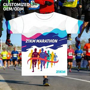 Camisetas de Running para Maratón al por Mayor, Camisetas Publicitarias con Impresión 3D, Camisetas de Poliéster con Logotipo Personalizado, Camisetas Blancas para Sublimación - Product Image 1