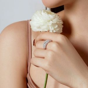 Bague de fiançailles et de mariage Dylam Sparkle Design en argent S925 plaqué rhodium, large, multicouche, avec zircone cubique 5A - Product Image 4