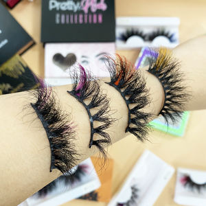 Nouvel arrivage de cils de vison 3D dramatiques de 25mm de Long, colorés à la main, vrais cils de vison épais et duveteux - Product Image 1