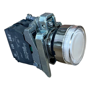XB4 White LED Illuminated Metal Push Button <b>Switch</b> IP67 10A Max. Current 250V/<b>12V</b> Max. Voltage 22mm Silver XB4BW3161 - Product Image 3