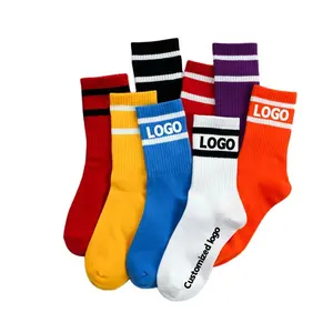 Calcetines deportivos de ciclismo personalizados para hombre, medias transpirables de marca famosa, de Color puro