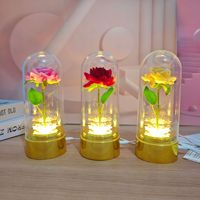 Vente en gros de lumières de nuit en forme de rose en verre LED, boîte à bijoux en forme de rose éternelle pour la Saint-Valentin, les anniversaires, les mariages
