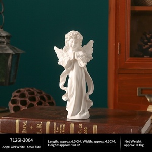 Adornos de Ángeles de Estilo Europeo Vintage, Estatua de Yeso de Resina, Pequeña Ángel Niña Blanca, Decoraciones de Escritorio para Bodas y Cumpleaños - Product Image 6