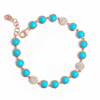 Bracelets tennis tendance faits à la main en or plaqué 18 carats avec pierres précieuses turquoise taille ronde Gemnel pour femmes, cadeau