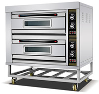Four à sole électrique commercial 13,2 kW, 2 niveaux, 4 plateaux, en acier inoxydable, pour boulangerie, restaurant, pizza, pain, pâtisserie