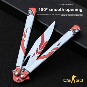 Coltello da allenamento personalizzabile Blunt Butterfly in acciaio inossidabile, colorato, multifunzionale, pieghevole, per esterni, Flick-and-Show - Product Image 4