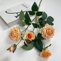 Hochwertige Handgefertigte 5-Köpfige Künstliche Seiden-Rosen in Rot und Weiß für Hochzeit, Muttertag, Party, Heim-Dekoration und Tischdekoration