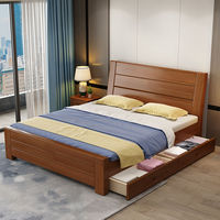 Lit en bois massif 1,8 m, lit queen size 1,5 m, lit double économique, mobilier simple et moderne, chambre principale avec rangement