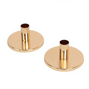 Support de bougie de table doré vintage, porte-bougie conique en métal, support de bougie avec base antidérapante, support de bougie résistant à la chaleur - Product Image 1