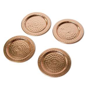 Ensemble de 4 sous-verres élégants en cuivre martelé avec finition polie, diamètre de 4 pouces - pour décorations de mariage - Product Image 2