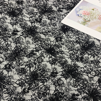 Tissu en dentelle à sequins floraux noirs, maille transparente respirante pour sous-vêtements, robe pour femmes, lingerie, robe de soirée