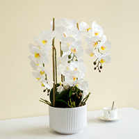 Phalaenopsis Kunstbloemen Kunstmatige vlinderorchidee Grote plantenpotten Keramische plantenpotten Bloempotten voor thuisdecoratie