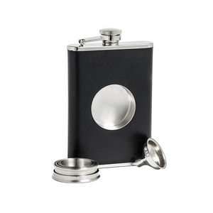 Termo telescópico de acero inoxidable para <span class=keywords><strong>vino</strong></span>, bote portátil de 8oz para envolver cuero, creativa, para Whisky, con taza plegable - Product Image 1