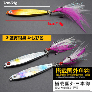 Señuelos Láser Sumergibles de 14g y 21g con Plumas y Anzuelos Triples, Señuelo Biónico para Pesca de Lubina, Uso en el Océano - Product Image 2