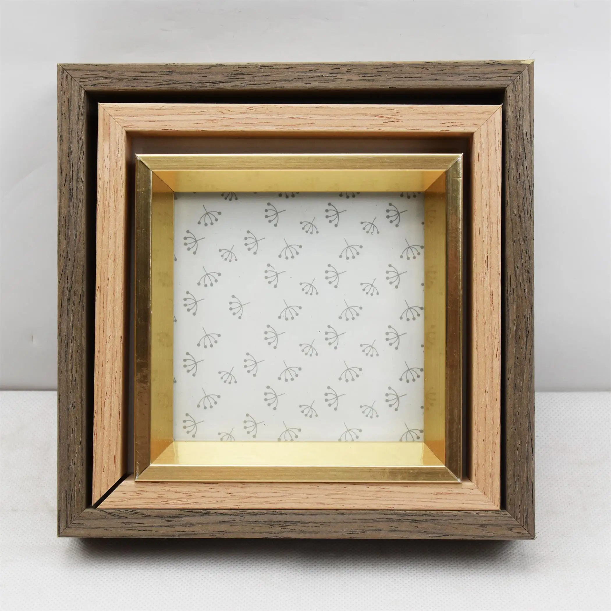 Entrées Dvi capacitives personnalisées cadre ouvert or 3d affichage profond en bois 6x6 8x8 9x9 boîte d'ombre cadres photo photo vente en gros