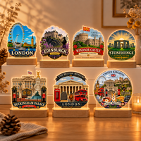 Lampe de Chevet LED Personnalisée OEM en Acrylique et Bois, Souvenir Touristique du Royaume-Uni, Musée Britannique, Château d'Édimbourg, Vente en Gros